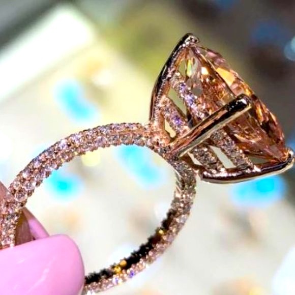 Andrea’s Champagne 14k Plated Rose Gold Cubic Zirconia “Engagement” Ring 💍 - Picture 1 of 2
